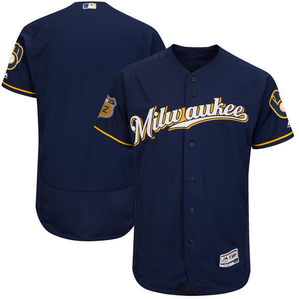 2017 MLB Milwaukee Brewers Blank Blue Jerseys->milwaukee brewers->MLB Jersey
